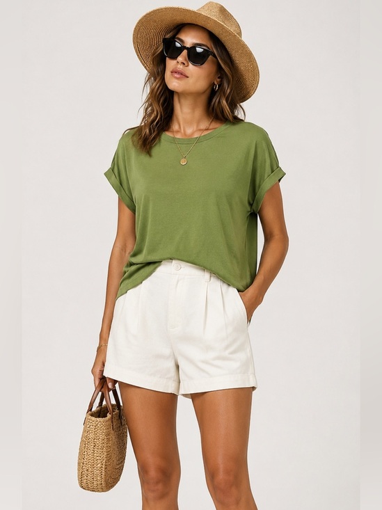 Anthropologie Tops - Anthropologie Olive Green Relaxed Tee 🌿